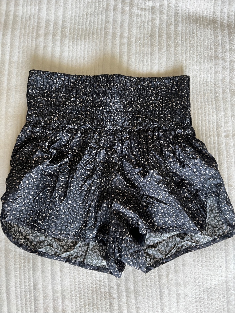 FP Movement by Free People Black Floral High-Waist Smocked Shorts